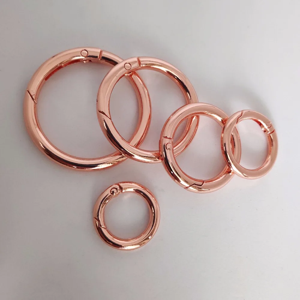 5pcs Spring D O Ring Rose gold bag hook,Round Carabiner Snap Clasp Clip Trigger Keyring Buckle,O rings for bags,DIY accessories
