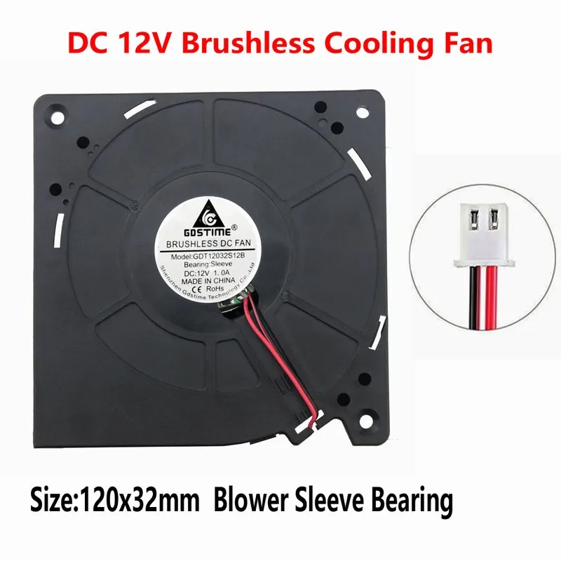 

10pcs Gdstime 12V 120mm x 32mm 12032S DC Brushless Machine Equitment Ventilation Turbo Blower Cooling Fan 120x32mm