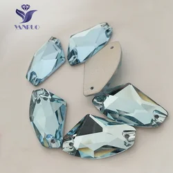 YANRUO 3256 Galactic Aquamarine Sew On Stones Glass Rhinestones Stones Flatback Sewing For Clothes