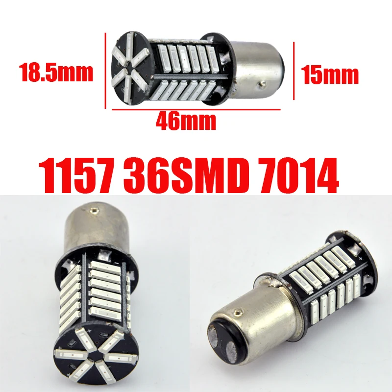 AutoEC 2x 1157 36smd 7014 led S25 Bay15d P21/5w Car Rear Turn Signal Tail brake light bulb dc12v Red White #LF66