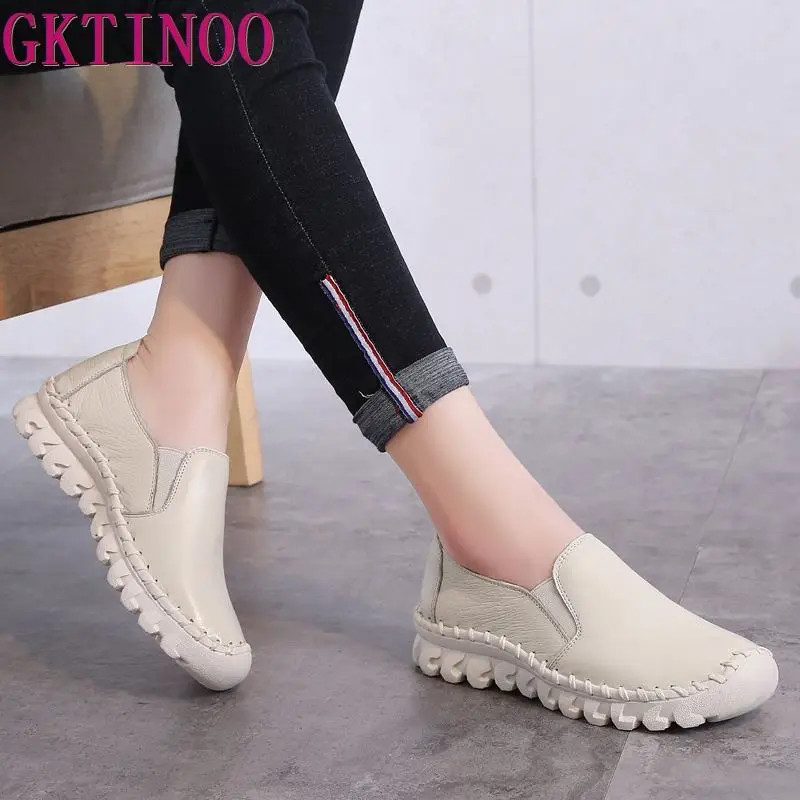 2024 New Women\'s Handmade Shoes Genuine Leather Flat slip-on Mother Shoes Woman Loafers Soft Single Casual Flats Shoes Women