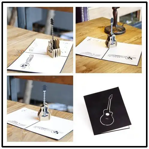 3D guitar postcard birthday pop up card creative festival music party Invitations greeting card thanksgiving blessing card