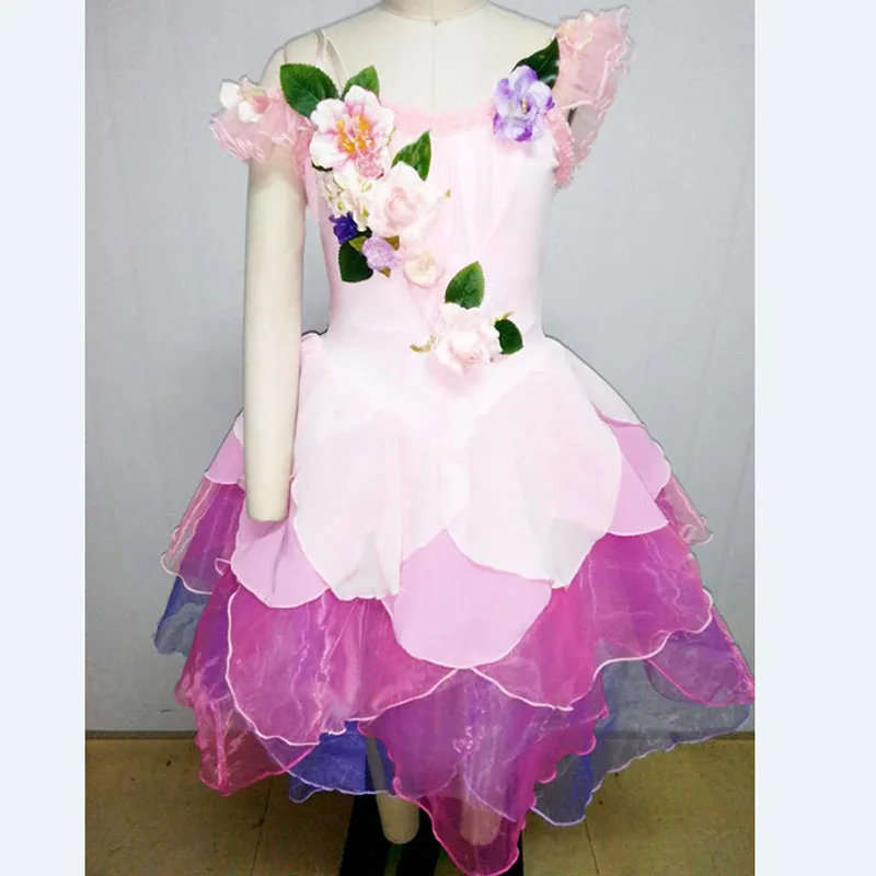 Custom Made Waltz of the Flowers Ballet\'s Cinderella Dress,Fairy Ballet Costumes Pink Flower Ballet Ballerina Costume