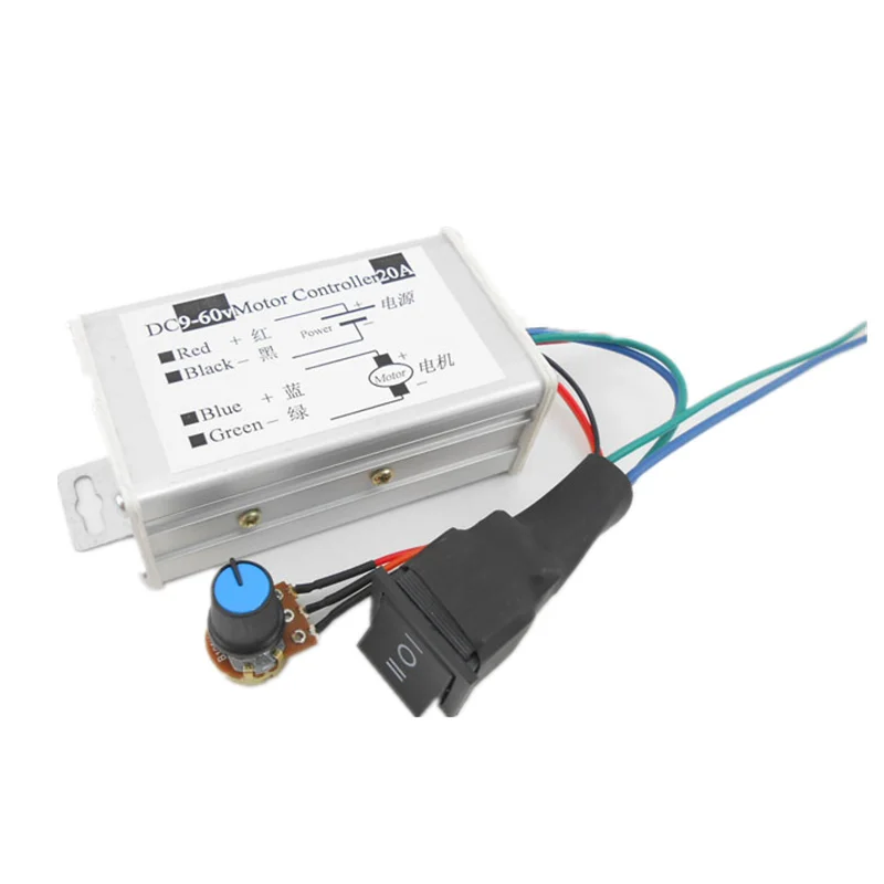 PWM DC Motor Governor Continuously Variable Positive & Negative Switching 20A Speed Regulator 12V24V36V48V