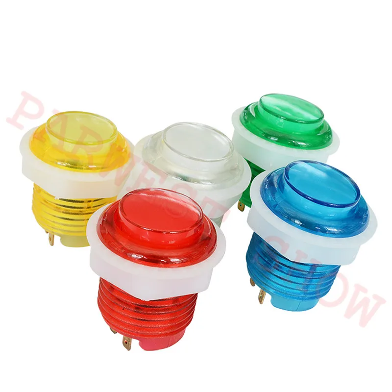 2pcs of Arcade HAPP Style 5V Lit 28mm/24mm Illuminated Push Button with Built-in LED Lamp Micro-switch 5 colors Available