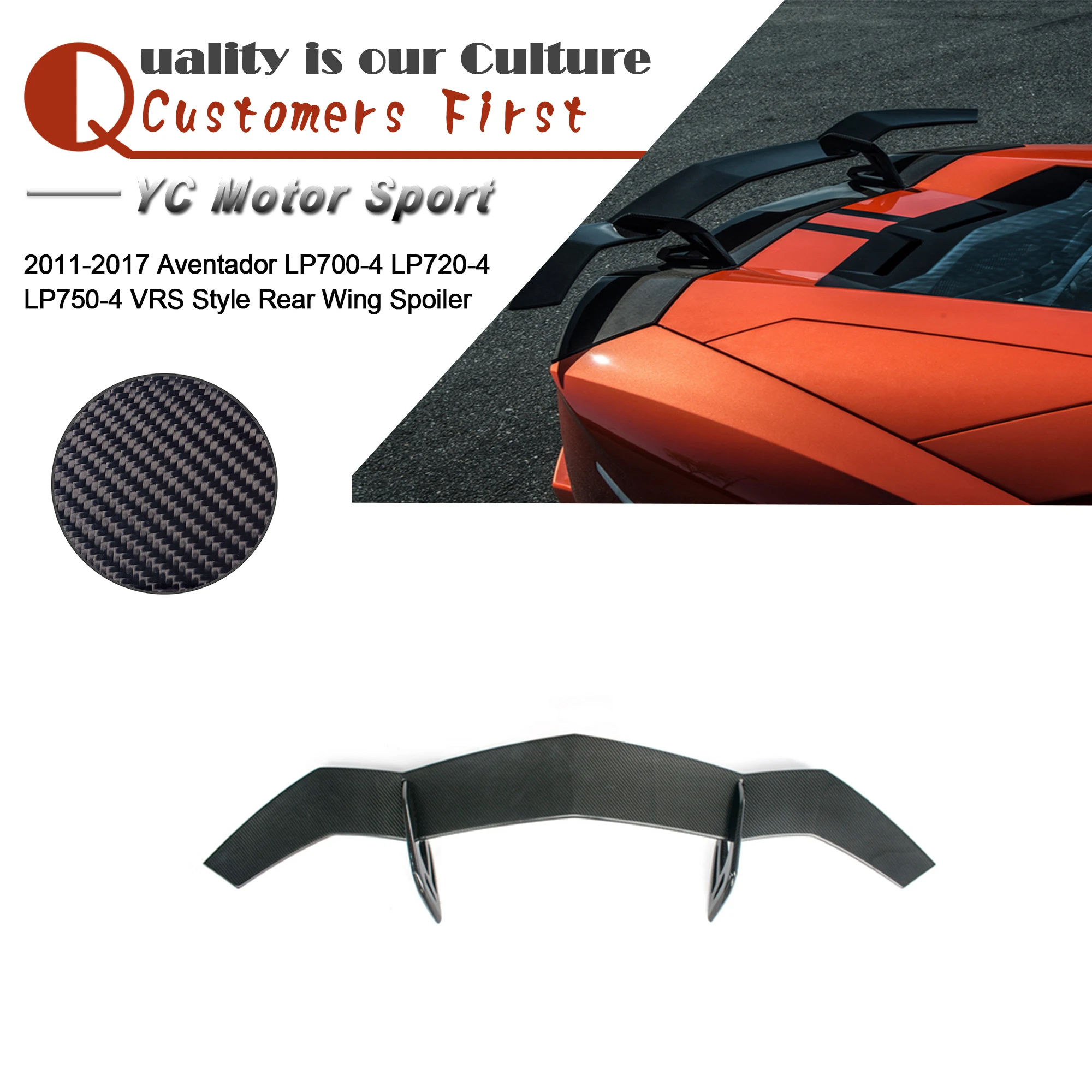 Dry Carbon Fiber VRS Style Trunk GT Wing Fit For 11-17 Aventador LP700-4 LP720-4 LP750-4 ZARAGOZA EDIZIONE Style Rear Spoiler