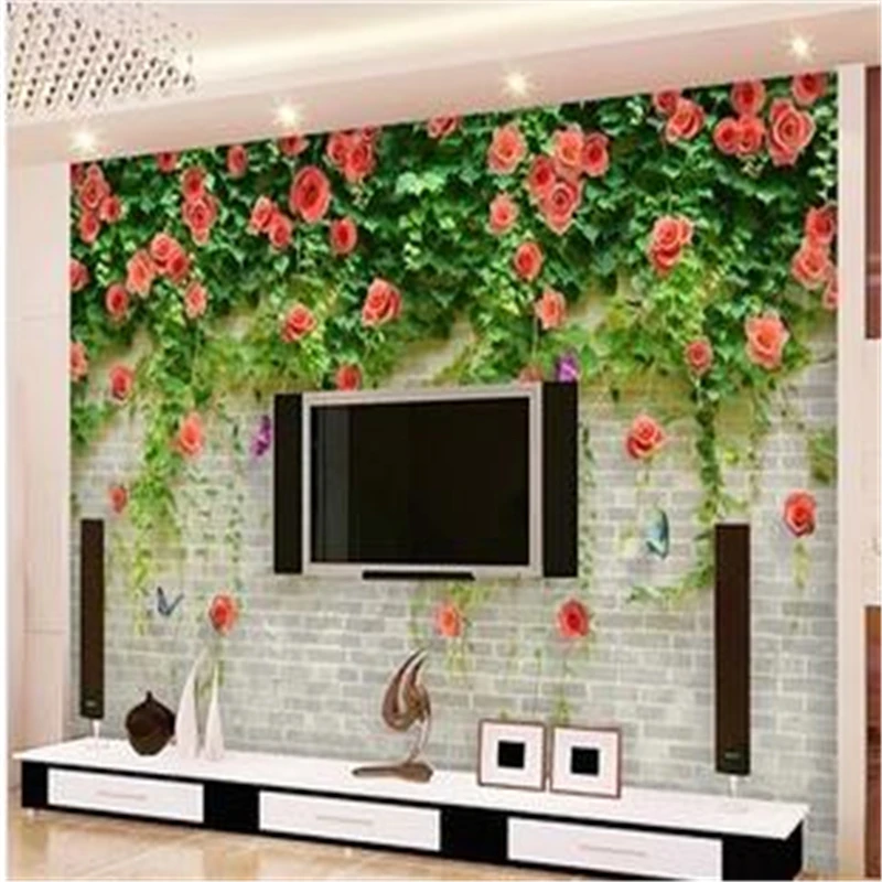 

beibehang silk cloth wallpaper rose large bedroom TV sofa backdrop wallpaper murals 3d for living room papel de parede