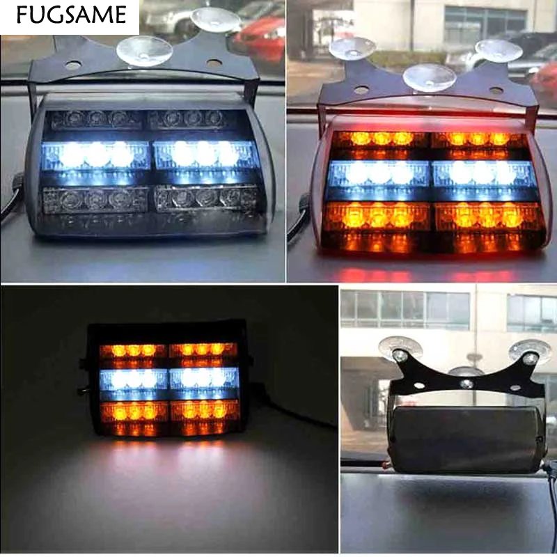 Car flash lamp window warning light strobe light cigarette lighter socket 18led Amber Yellow White Red Blue Green