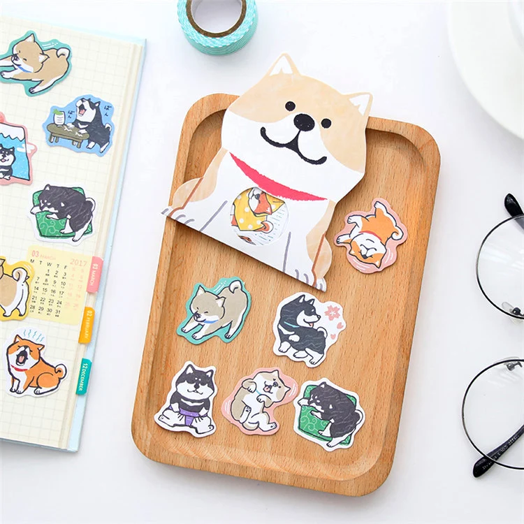 Etiquetas adhesivas decorativas de perro Shiba Akita Inu Husky, pegatinas de papelería, álbum de recortes, etiqueta de palo de diario DIY, 30