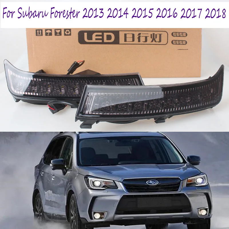 2Pcs DRL LED Fog Lights For Subaru Forester 2013 2014 2015 2016 2017 2018 Daylight Daytime Running Foglights Signal Lamps Tool