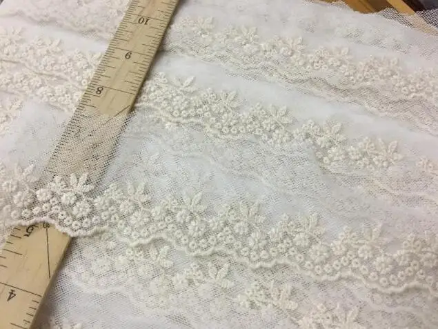 Hot Sale 3 Meters 2018 New Embroidered Cotton Lace Trim Sewing Garment Accessories Beige Lace Fabric 6cm Width