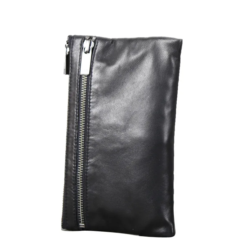 Clutch Bag Genuine Leather Luxury Men Casual Big Capacity Zipper Long Wallet Women Simple Cell Phone Purses Casual Money Pouch