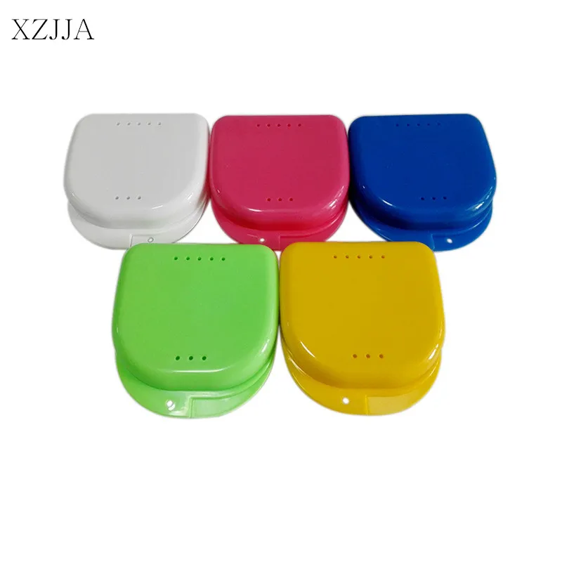 2PCS Denture Bath Box Case Teeth Storage Box Plastic PE Mouth Guard Dental False Teeth Collection Container Have Air Vent holes