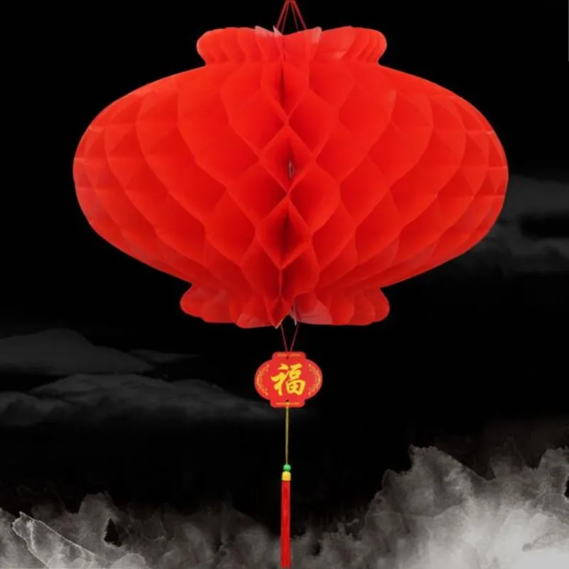 

12" Chinese Marriage Wedding Decoration Plastic Paper Lantern New Year Xmas Festival Haning Red Kissing Ball 50 PCS