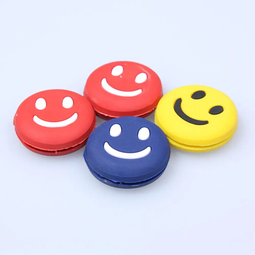 Amortisseur de vibrations de visage smiley, pour raquette de Tennis, Badminton, en Silicone, 3 pièces, couleur aléatoire