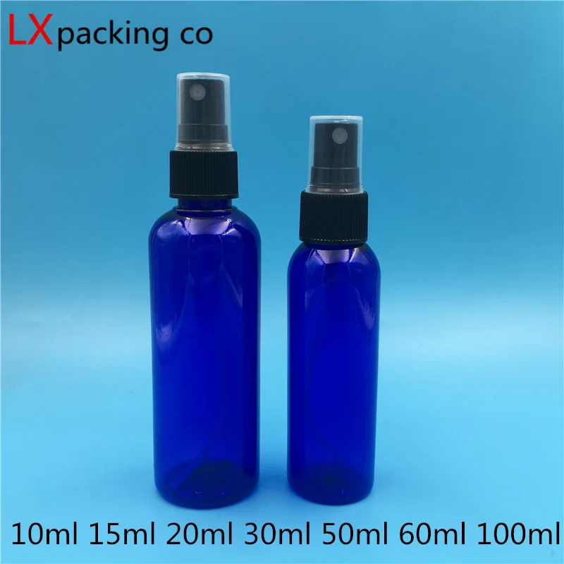 

50PCS 5ML 30ML 50ML 60ML 100ML 150ML Royal Blue Plastic Perfume Spray Empty Bottles Portable Lotion Small Watering Can Container