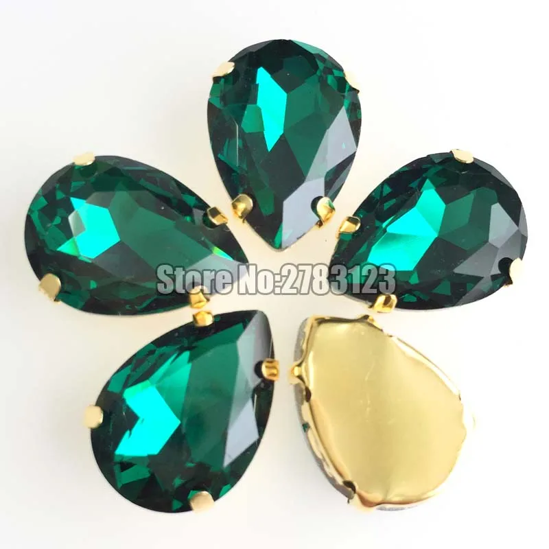 Free shipping malachite green AAA Glass Crystal sew on claw stones Gold bottom loose rhinestones,diy/Clothing accessories SWLJ05