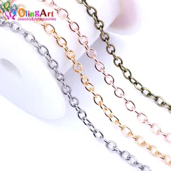 OlingArt 3M/Lot 6MM Rose Gold/Gold/Rhodium/Bronze Color Plated Oval Shape Cross Link Chains DIY Jewelry Accessories Making