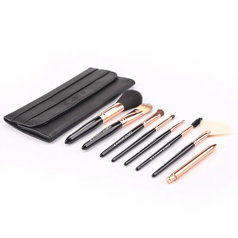 Zoreya Brand 8pcs High Quality Synthetic Fibers Makeup Brush Set Powder Foundation Large Eye Shadow Angled Brow Brushes 3 Colors