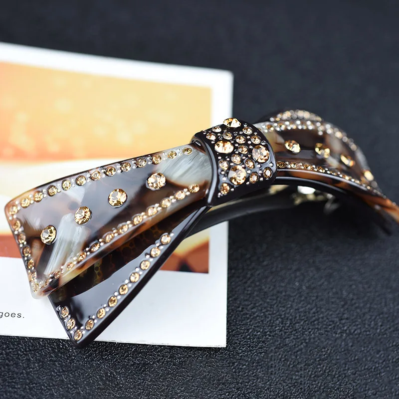 Women head wear rhinestone hair clip large ponytail holder vintage hair barrette bow hair accessories for women