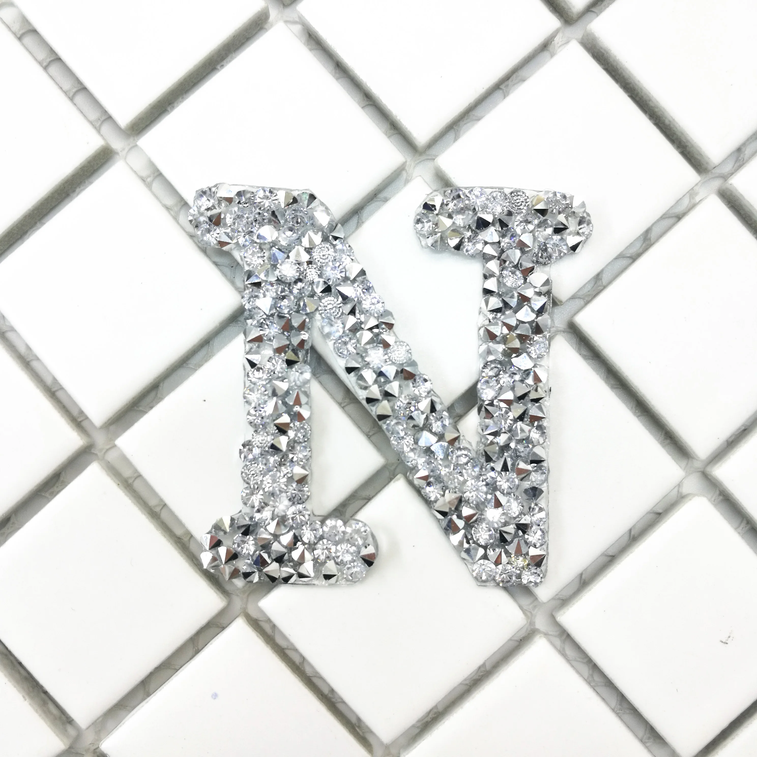 1PC Rhinestone English Alphabet Letter applique Silver Embroidered Iron On Patch For Clothing Badge Paste For Clothes Bag shoes