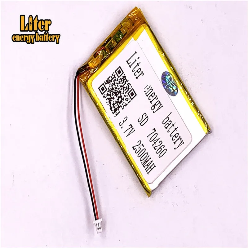 1.0MM 2pin connector 3.7V 2500mAh 704260 704060 e-books GPS PDA MP3 MP4 MP5 small toys Li-polymer battery  Li-po battery