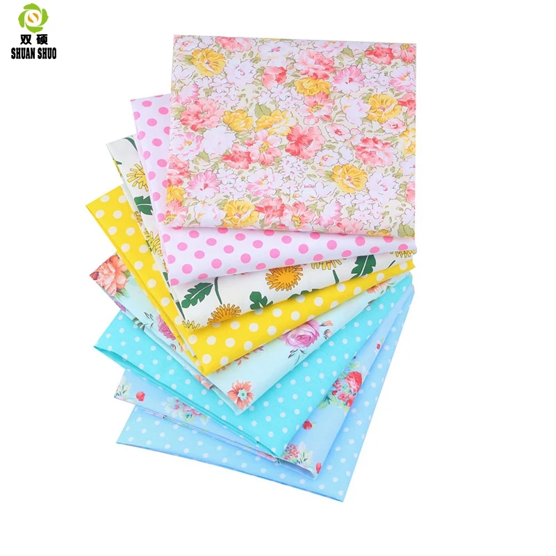 Shuanshuo New Floral Fabric Patchwork Tissue Cloth Of Handmade DIY Quilting Sewing Baby&Children Sheets Dress 40*50cm 8pcs/lot