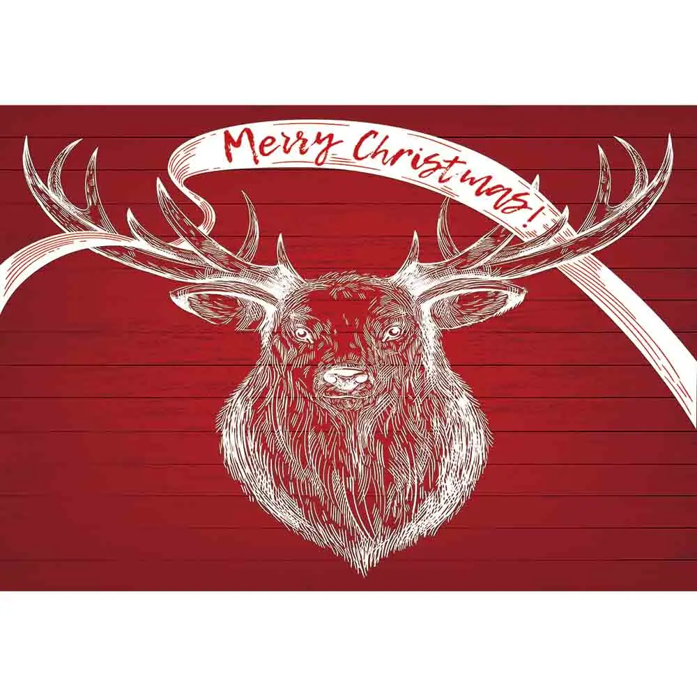 Funnytree photocall christmas backdrop red wood White chalk drawing reindeer Ribbon party Wallpaper Photo background photophone