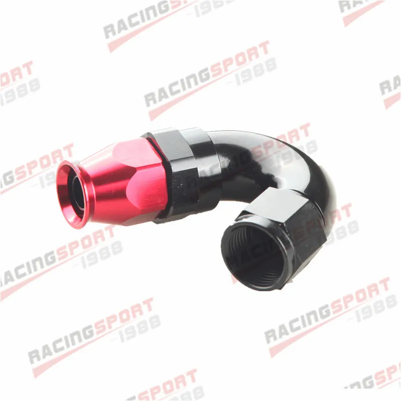 8AN AN-8 150 Degree Reusable Swivel PTFE Hose End Fitting Full Flow Red/Black