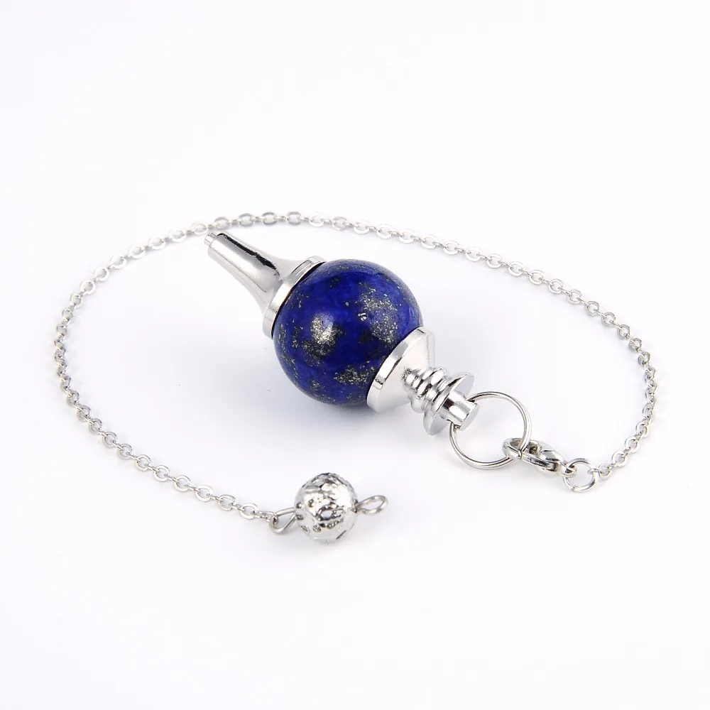 Reiki Chakra Pendulum Pendants Natural Stone Lapis Lazuli Opal Tiger Eye Crystal Quartz Short Chain Pendant for Necklace Jewelry