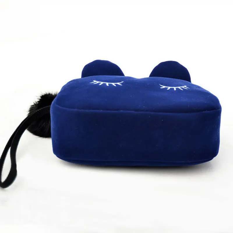 ISKYBOB Portable Cartoon Cat Coin Storage Case Travel Makeup Flannel Pouch Cosmetic Bag image 6