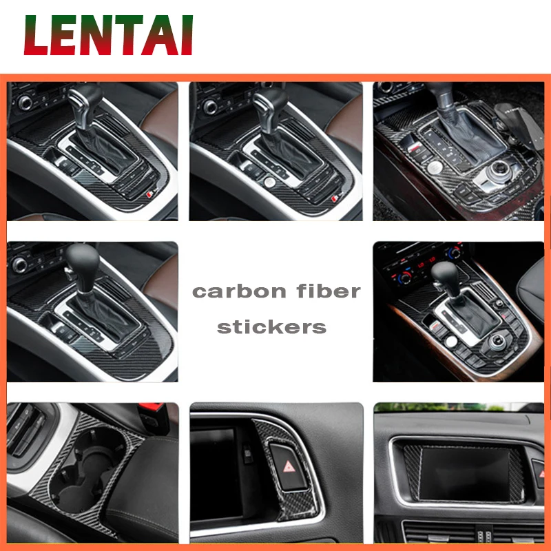 

LENTAI Auto Car Carbon Fiber Wholesale Gear Shift Knob Panel Trim Sticker For Audi A4 B6 C5 B8 B7 B5 A5 Q5 2012-2016 Accessories