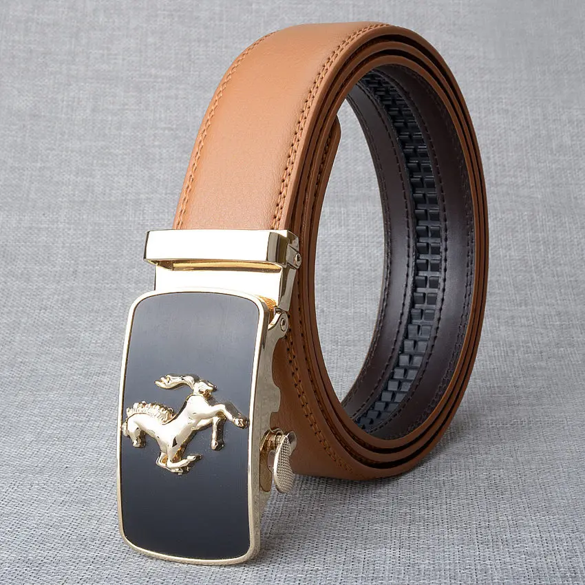 Hot Sell Brand Horse Designer Automatic Buckle Belt Men Genuine Leather Belt Man Luxury Men Belts Alloy Buckle Best As Gift