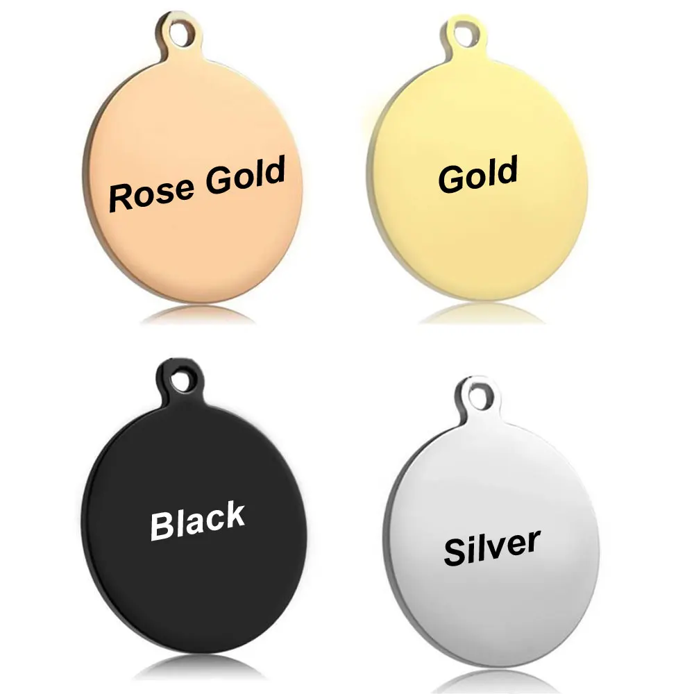 Wholesale 100pcs Dog Tags Customize Engrave Polished Stainless Steel Dog ID Name Tag Charm Pendant Round Dog tag Stamping Blank