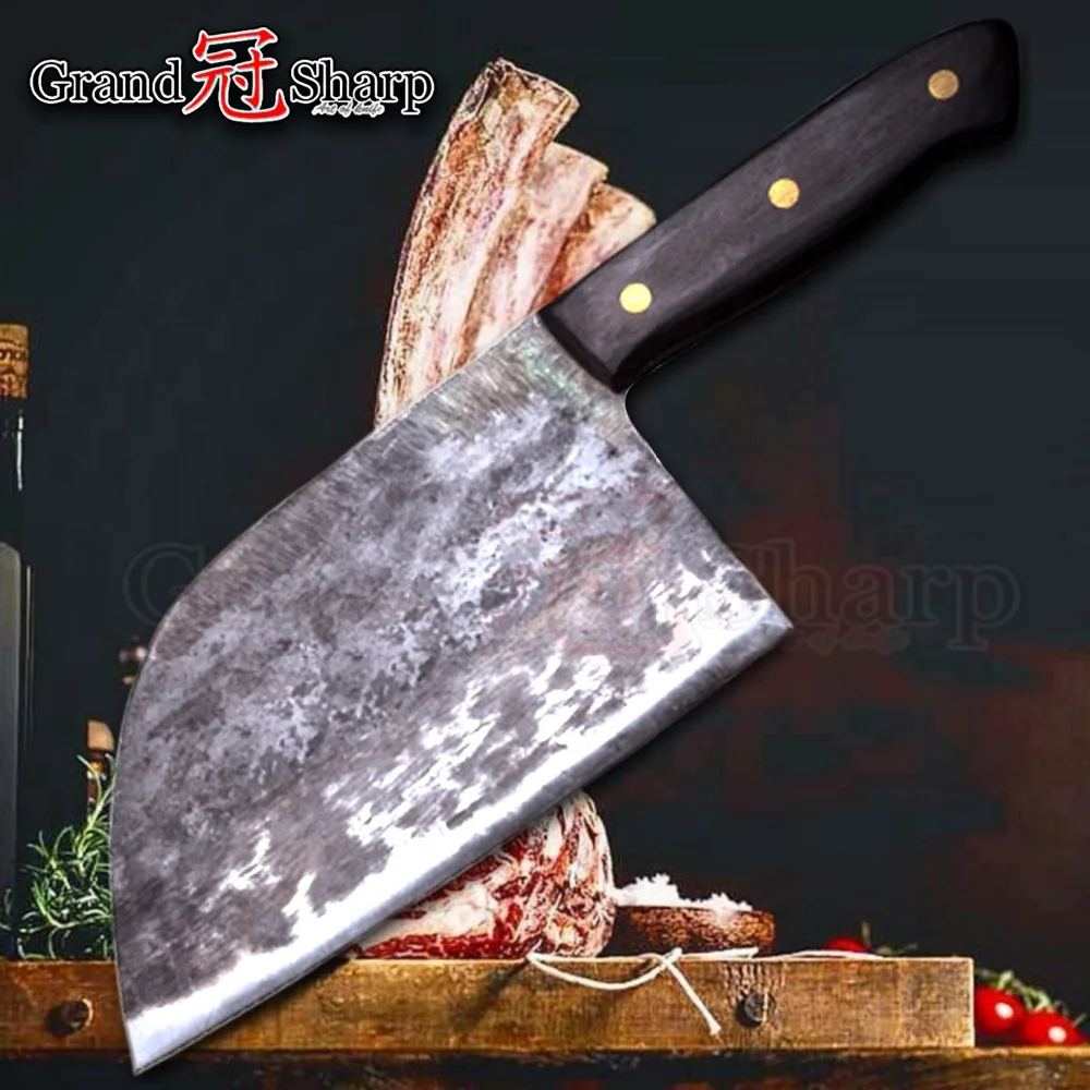 Handmade Chef Knife Forged High Carbon Clad Steel Chinese Cleaver Professional Kitchen Meat Vegetables Slicing Chopping Cooking