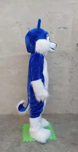 New Adulto Best Vendita di Lusso Lungo di Pelliccia Blu Husky Del Costume Della Mascotte Di Natale del Vestito Operato di Halloween Del Costume Della Mascotte