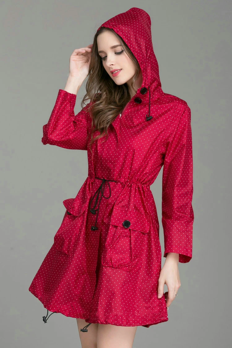 New Fashion Women Raincoat With Hat Foldable Cuffs Laydies Dress Style Light Rain Coat Waterproof Men Rainwear Windproof Jacket