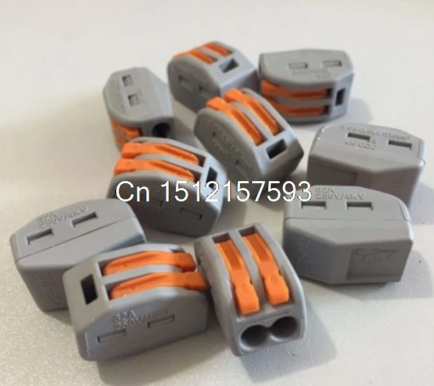 10x Wire Spring Quick Connect 2Pin Push Clamp Connector 32A Cable Terminal Block