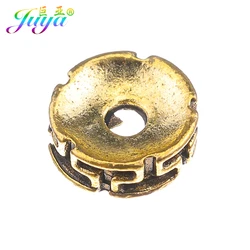 Juya 25pcs/lot Antique Gold/Silver Color 6mm 8mm 10mm Round Spacers Beads Accessories For Natural Stones Beadwork Jewelry Making