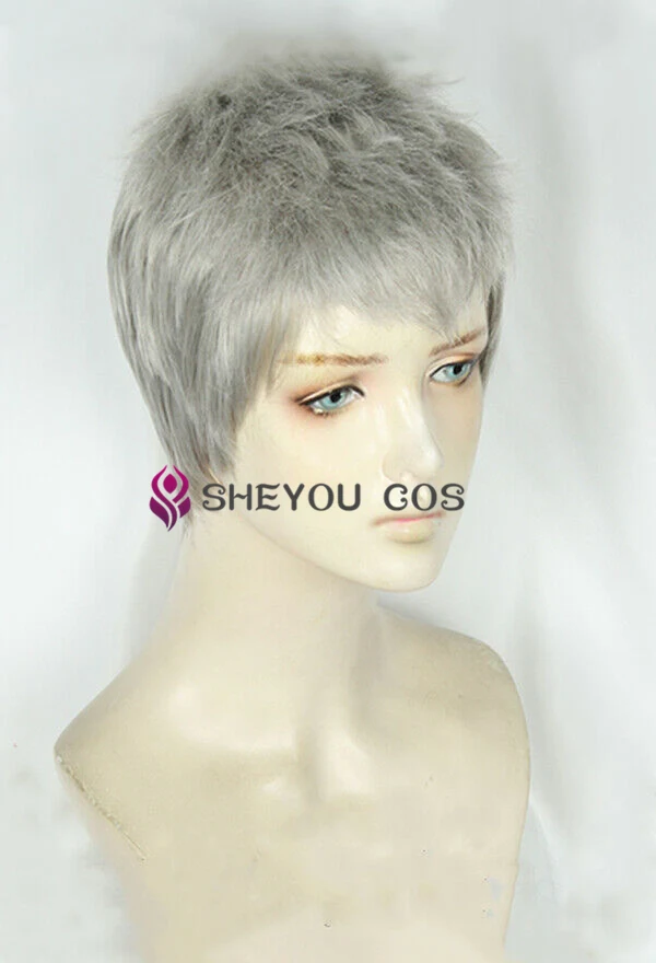 Nero Short Silver Gray Hair Cosplay Wigs Heat Resistant Halloween Cosplay Costume Wig + Wig Cap