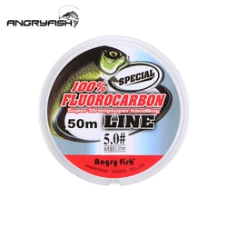 ANGRYFISH 100% Fluorocarbon Fishing Line 50m transparent Super strong Fish Line