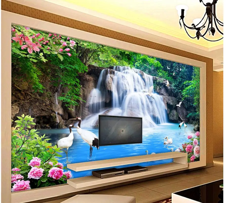 

3d customized wallpaper Waterfall water landscape Home Decor Living Room Wall Covering