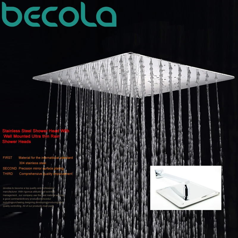 

Модные квадратные ультратонкие насадки для душа Becola из нержавеющей стали, хромированный смеситель для душа с дождевой насадкой для ванной комнаты 6-8-10-12 дюймов