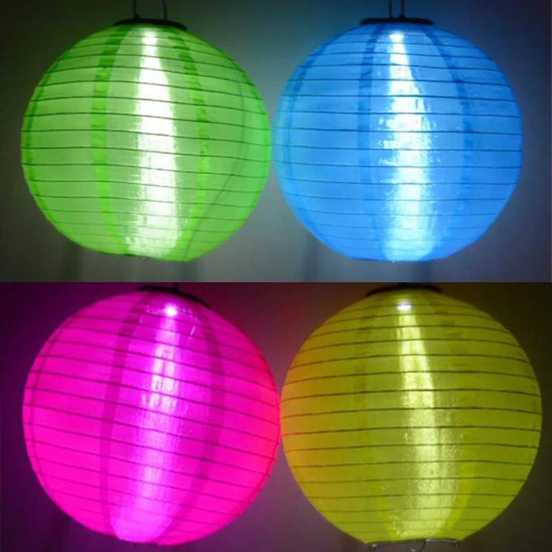 LED solar lamp LED Waterproof Lantern Solar Lamps Holiday Garden Xmas Ball Fairy Colorful Christmas Outdoor Lighting 12inch 30cm