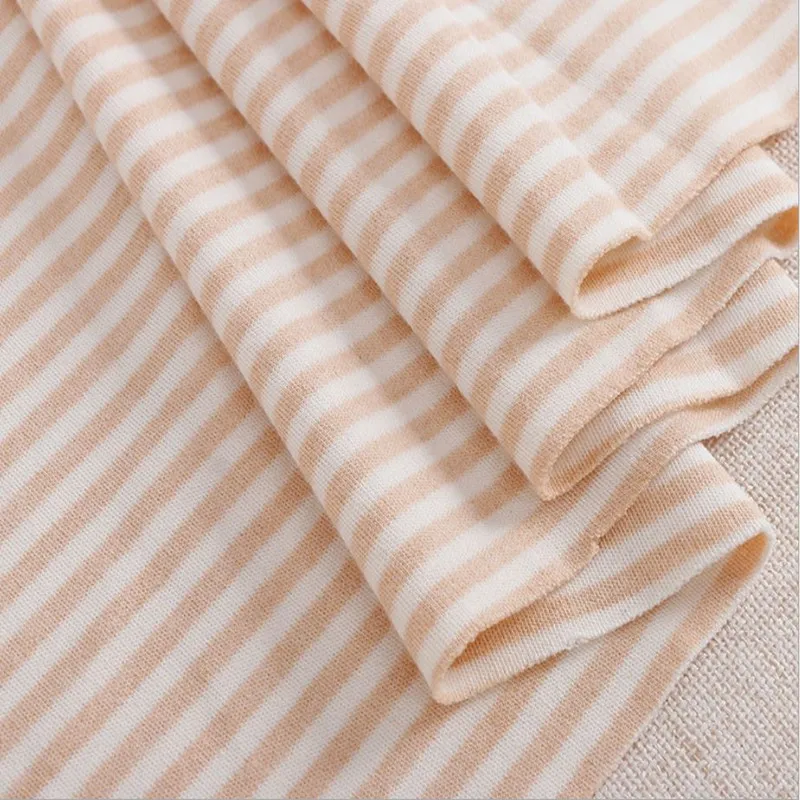 10 Meters Organic Knitted Fabric 100% Natural Cotton Stripe 170 Cm Width 190 Grams Underwear Clothes Small Wholesale  NC07