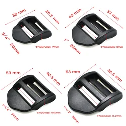 10pcs Plastic Ladder Lock Tri-Glides Slider Adjustable Buckle Belt Buckle Backpack Accessory Black