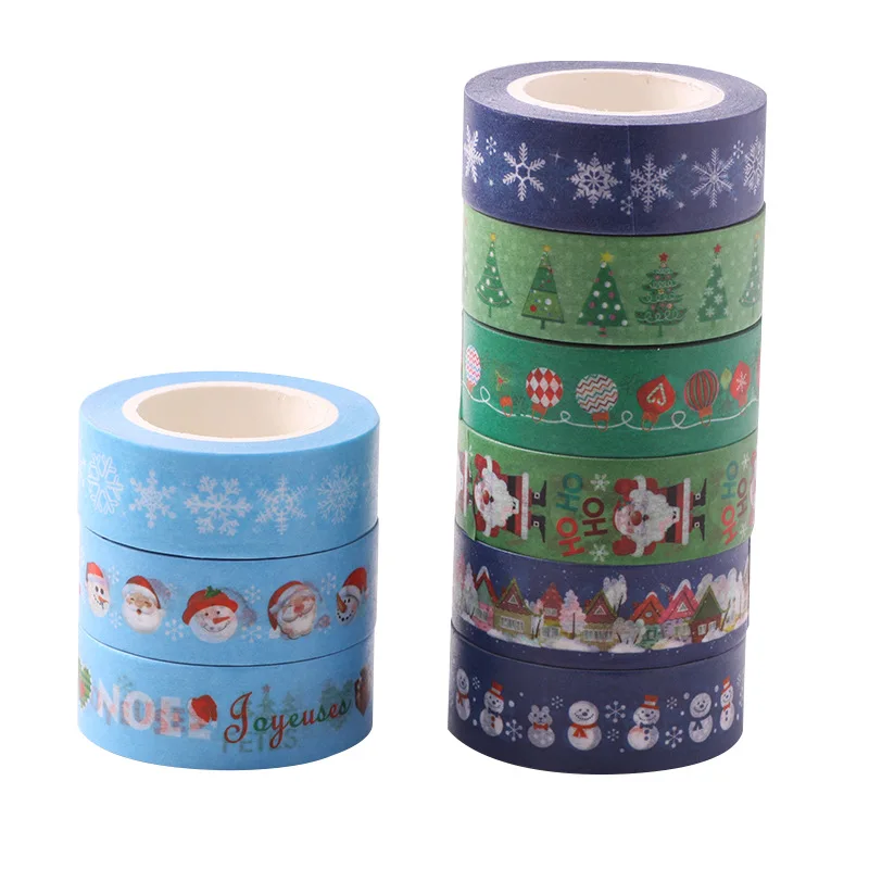 Decorative Christmas Washi Tape Set Santa Claus Paper DIY Scrapbooking Adhesive Tape 1.5cm*10m Masking Tape School Office Supply