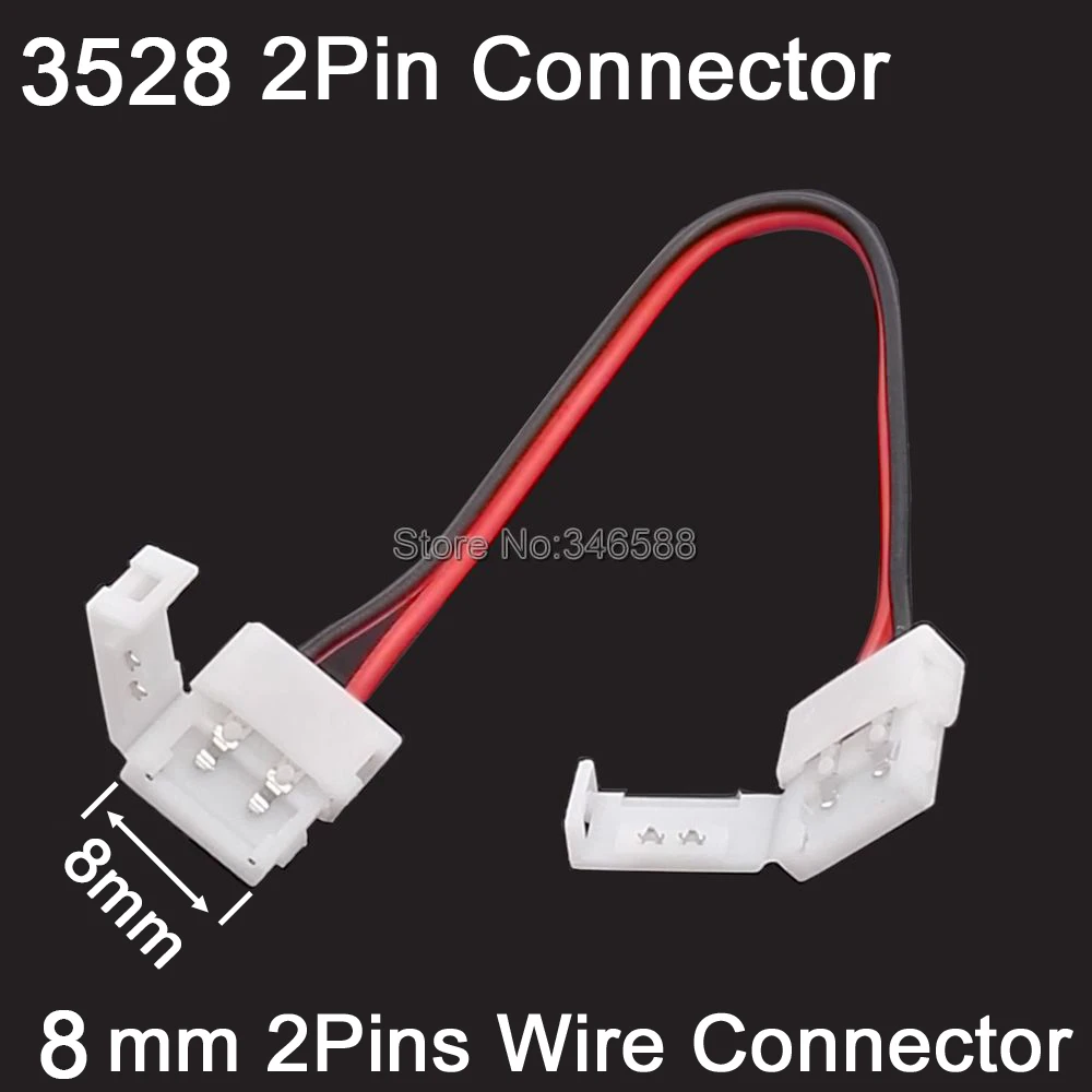 LED Strip Connector 2pin 10mm / 2pin 8mm with 15cm Wire Cable Free Welding Solderless Connector 5pcs/lot for Single Color Strip