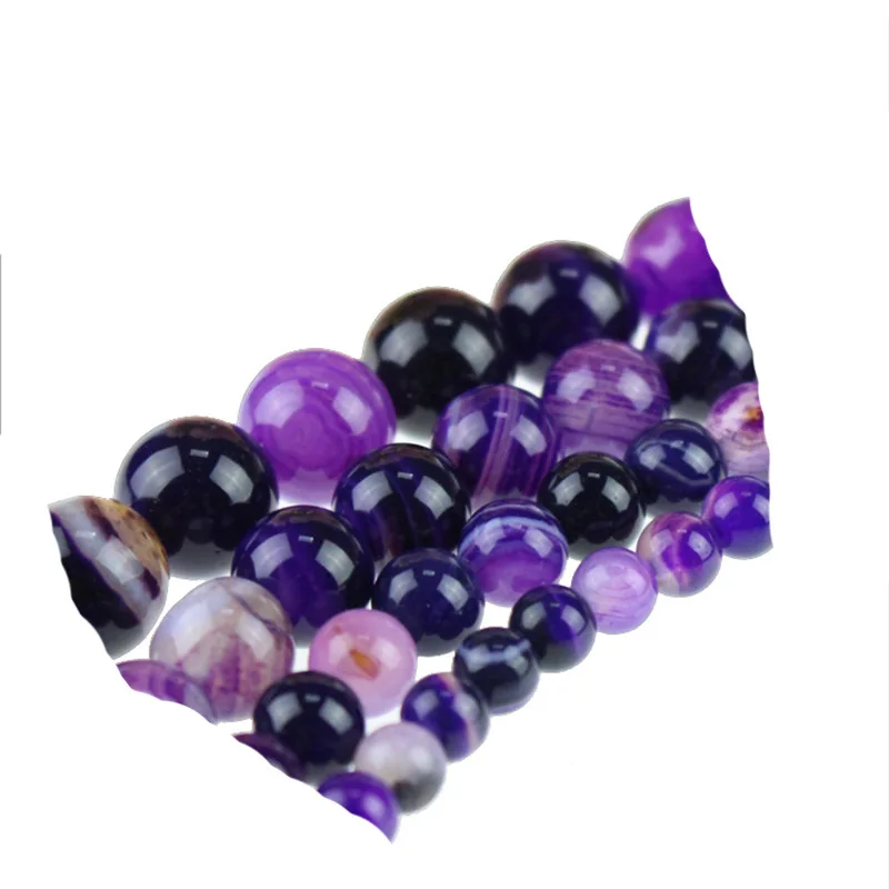 الجملة 6 8 10 12 مللي متر اللون الأرجواني العقيق الخرز الحجر الطبيعي الخرز DIY بها بنفسك فضفاض الخرز لصنع المجوهرات حبة ستراند