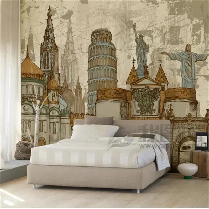 wellyu papel de parede 3D   Custom wallpaper  Hand-painted European and American style Statue of Liberty  papier peint